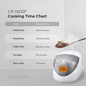 Cuckoo CR-0632F 6 Cup Micom Rice Cooker and Warmer, 10 Menu White/Silver