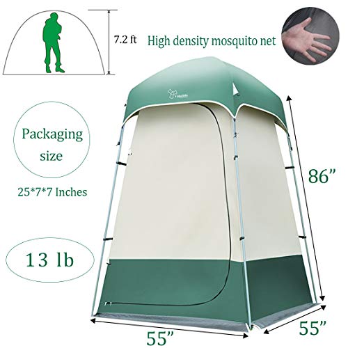 Vidalido Outdoor Shower Tent Changing Room Privacy Portable White+Green