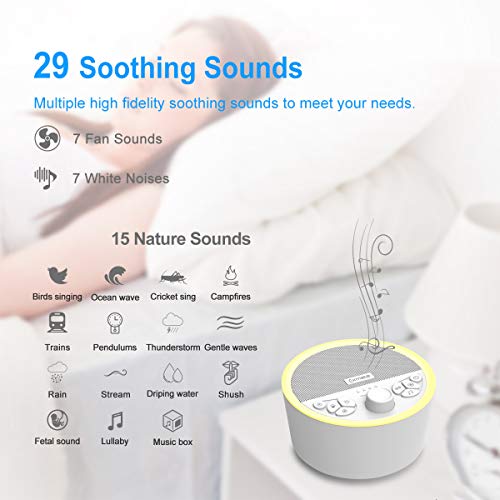 Exmate White Noise Machine, Night Light Sleep 7 Count (Pack of 1),