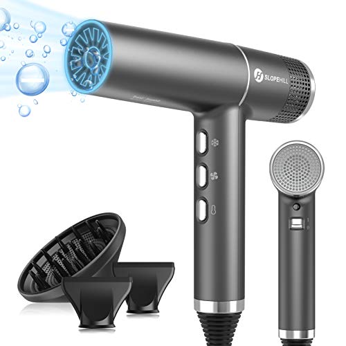 slopehill Hair Dryer with Unique Brushless Motor | 1 Count (Pack of 1), Gray