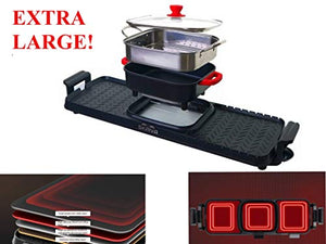 SKAIVA 3 in 1 Electric Smokeless Grill and Hot Pot with Black Silver Red