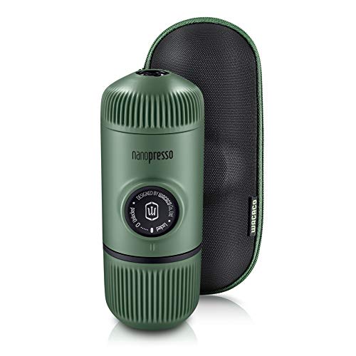 WACACO Nanopresso Portable Espresso Maker Bundled with Protective Moss Green