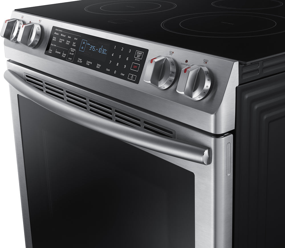 Samsung - 5.8 Cu. Ft. Electric Self-Cleaning Slide-In Range with Convection...