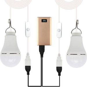 2 Pcs 10w USB Light Bulb with Splitter Y-Cable Camping for White