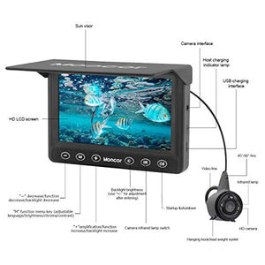 MOOCOR Underwater Fishing Camera, Portable Fish 4.3 Inch w/ Infrared 15m