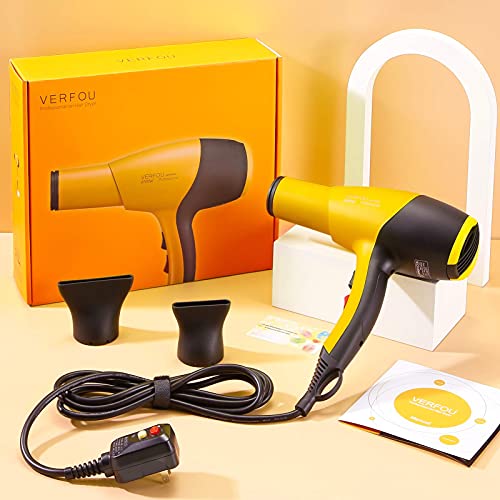 Ionic Hair Dryer AC 2100W Professional Salon Blow Low Noise Fast Yellow