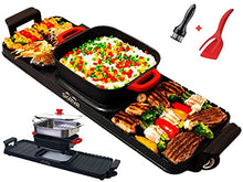 Load image into Gallery viewer, SKAIVA 3 in 1 Electric Smokeless Grill and Hot Pot with Black Silver Red
