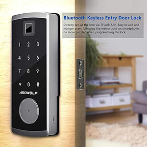 Ardwolf A70 Keyless Entry Bluetooth Dead-Bolt Door Lock with Silver
