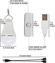 Load image into Gallery viewer, 2 Pcs 10w USB Light Bulb with Splitter Y-Cable Camping for White