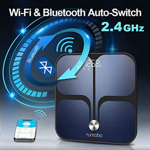 Digital Scale, Runcobo Wi-Fi Bluetooth Auto, 1 Count (Pack of 1), Black