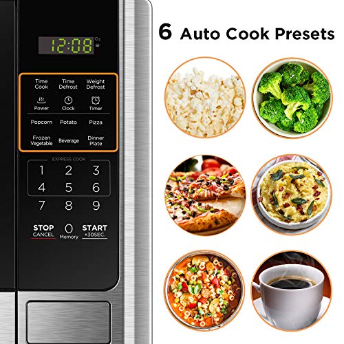 BLACK+DECKER Digital Microwave Oven with Turntable 0.9 Cu.ft, Stainless Steel