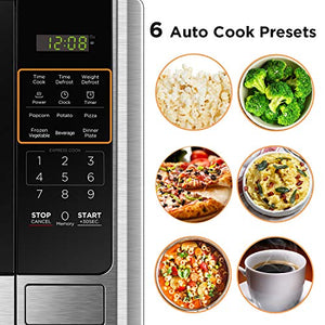 BLACK+DECKER Digital Microwave Oven with Turntable 0.9 Cu.ft, Stainless Steel