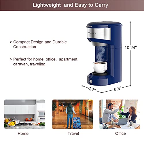 Single Serve Coffee Maker Brewer for K-Cup Blue with Stainless Steel