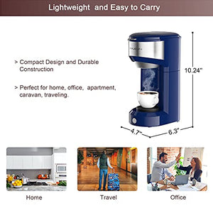 Single Serve Coffee Maker Brewer for K-Cup Blue with Stainless Steel
