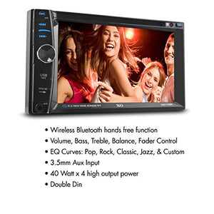 XO Vision 6.2" Car Stereo Receiver | Double DIN Digital LCD Touchscreen Black
