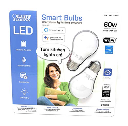 FEIT Electric Smart Wi-Fi LED Color Changing Dimmable 2 Pack, Feit