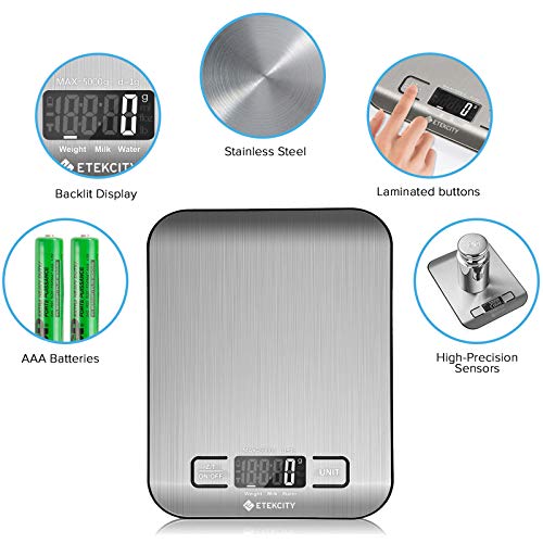 Etekcity Food Kitchen Scale, Gifts for Cooking, Small, 304 Stainless Steel