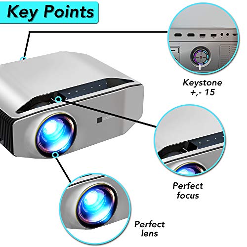 GooDee Portable Outdoor Movie Projector – Native 1080P Home Theater Silver