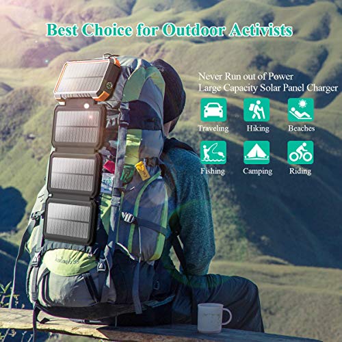 BLAVOR Solar Charger with Foldable Panels, Outdoor Power Bank 18W Fast Orange