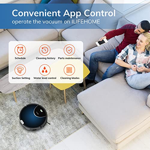ILIFE V80 Max Mopping Robot Vacuum and Mop Combo - 2000Pa Suction Blue/Black