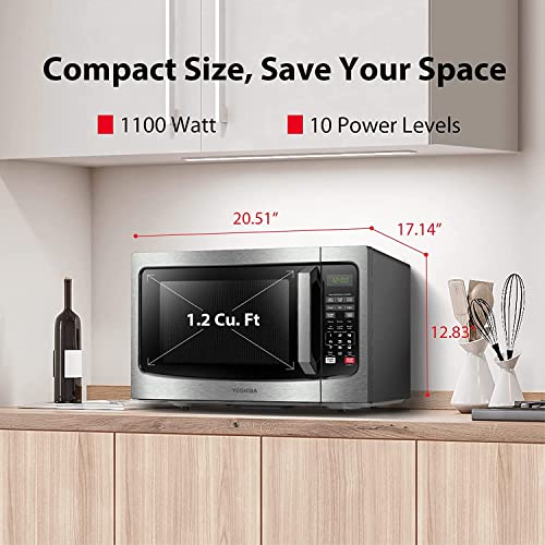 TOSHIBA EM131A5C-SS Countertop Microwave Oven, 1.2 Cu Ft, Stainless Steel