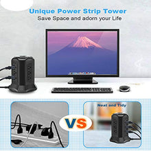 Load image into Gallery viewer, BEVA Power Strip Tower with 9 AC-Outlets and 4 USB Charging Ports Switch...