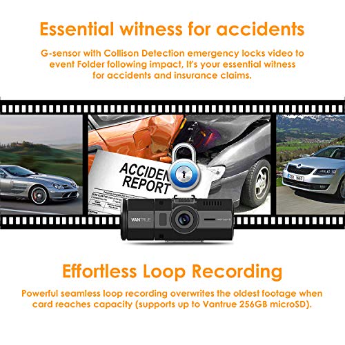 Vantrue N2 Pro Uber Dual 1080P Dash Cam, 2.5K 1440P Front and Black