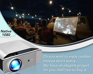 GooDee Portable Outdoor Movie Projector – Native 1080P Home Theater Silver