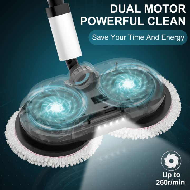 OGORI Electric Mop, Cordless Spin Mop Hardwood 11 Piece Set, Grey