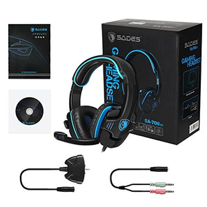 SADES Gaming Headset Headphone for 708GT, Black, Blue black