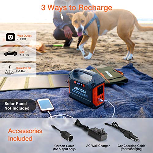 AIMTOM Portable Solar Generator, 42000mAh 155Wh Power Station,