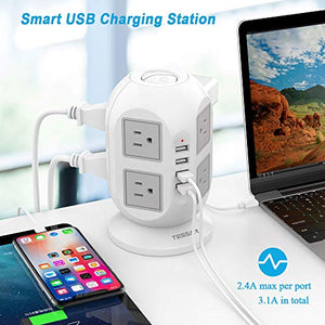 Power Strip Tower TESSAN Surge Protector 8 AC Outlets with 4 USB Ports...