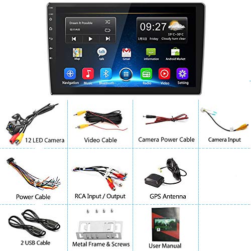 [2G+32G] Upgrade Hikity Double Din Android Car Stereo 10.1 Inch Touch 2G+32G