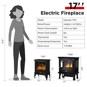 TURBRO Suburbs TS17 Compact Electric Fireplace Heater, Freestanding Stove...