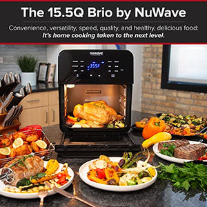 NuWave Brio 15.5-Quart Large Capacity Air Fryer + Grill; Probe; 2 15.5QT