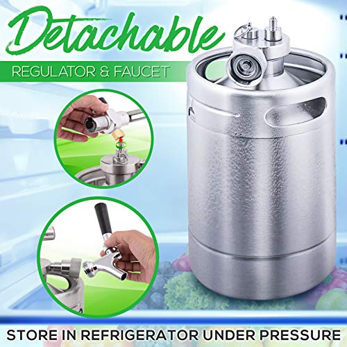 NutriChef Double Walled System-64oz Stainless Steel Growler Tap Portable...