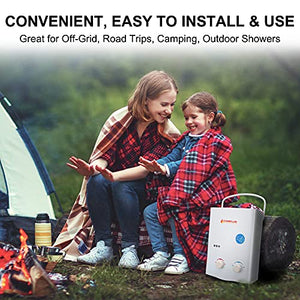 Camplux 5L Outdoor Portable Water Heater, 1.32 GPM Tankless Propane Gas White