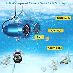 Portable Underwater Fishing Camera with Depth 49FT without DVR, black