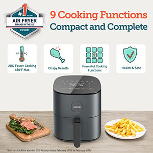 COSORI Air Fryer, 5 QT, 9-in-1 Airfryer Compact Oilless Small 5 Qt, Dark Grey