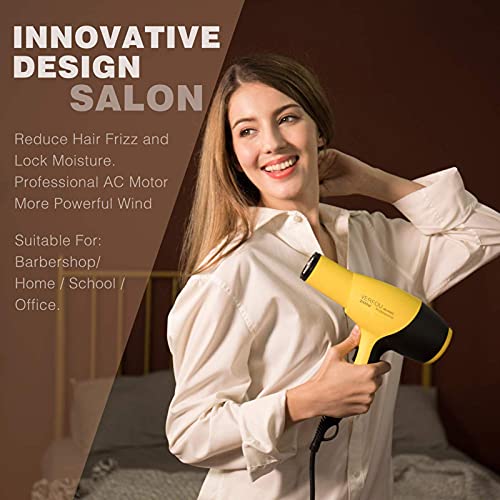Ionic Hair Dryer AC 2100W Professional Salon Blow Low Noise Fast Yellow