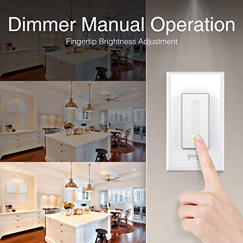 Smart Dimmer Switch, Gosund WiFi Light Switch Compatible 1 Pack, White