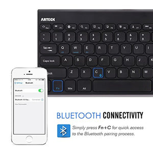 Bluetooth Keyboard, Arteck Stainless Steel Universal Portable Wireless Black