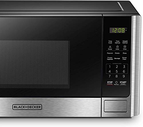 BLACK+DECKER Digital Microwave Oven with Turntable 0.9 Cu.ft, Stainless Steel