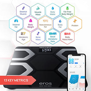 INEVIFIT EROS Bluetooth Body Fat Scale Smart BMI 1 Count (Pack of 1), Black