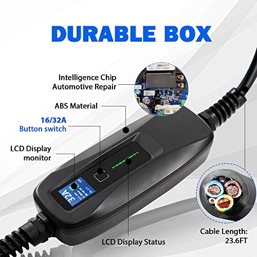 Morec 40Amp EV Charger Level 2 NEMA14-50 220V-240V Portable PCD040, with LCD