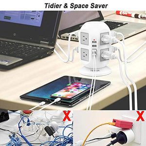 Power Strip Tower TESSAN Surge Protector 8 AC Outlets with 4 USB Ports...