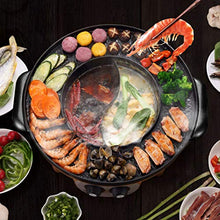 Load image into Gallery viewer, Food Party 2 in 1 Electric Smokeless Grill and Hot Pot Black