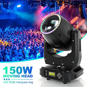 U`King Moving Head Lights DJ 150W Spotlights 15 Gobos 13 Colors White