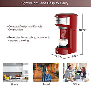 Single Serve Coffee Maker Brewer for K-Cup Red with Stainless Steel