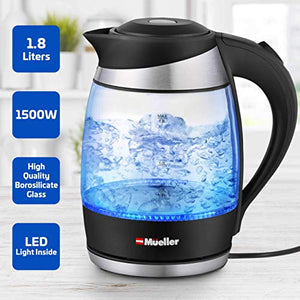 Mueller Premium 1500W Electric Kettle with SpeedBoil Tech, 1.8 Medium, Black